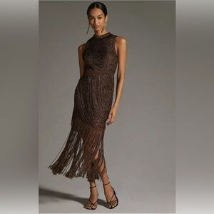 Elegant Brown Fringe Dress